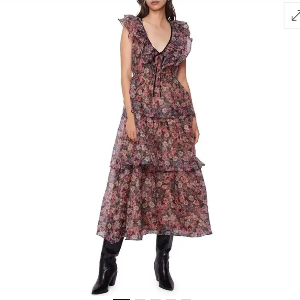NWT Lost + Wander Botanique Floral Ruffle Tiered Dress Size Small
